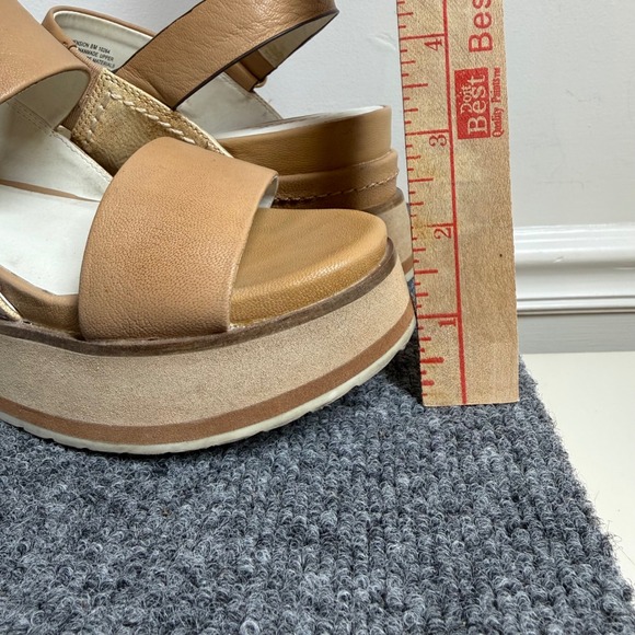 Naked Feet Dimension Wedge Sandals Women 8 Tan Leather Platform Comfort Boho - Picture 15 of 16